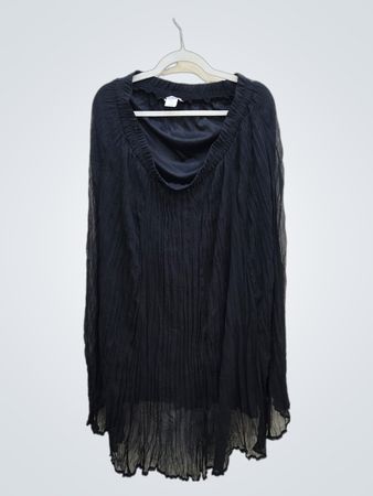 V&A Black Pleated Long-Sleeve Blouse