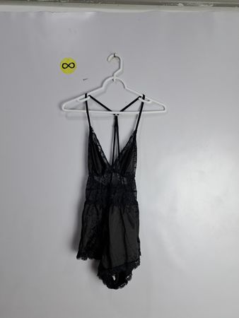 Unbranded Black Lace Satin Bodysuit