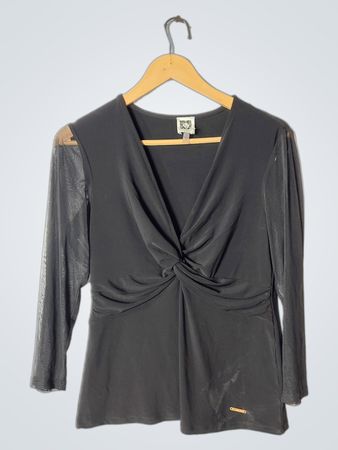 Anne Klein Black Twist Front Blouse