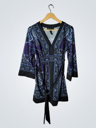 INC International Concepts Purple and Blue Paisley Kimono