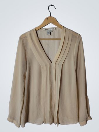 Max Studio Beige V-Neck Blouse