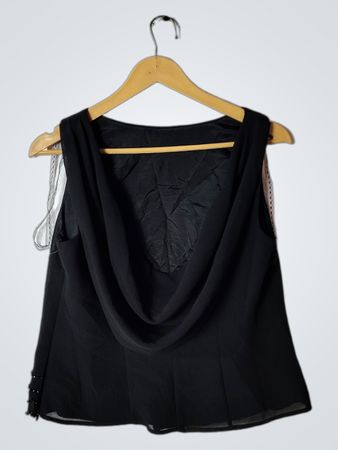 Unbranded Black Sleeveless Chiffon Blouse