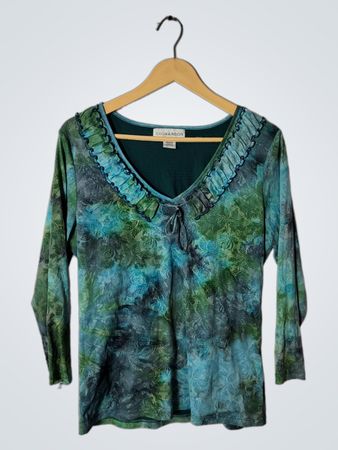 SAGHARBOR Green Blue Long Sleeve Top