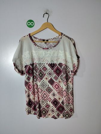 Blouse with Pink and Purple Pattern