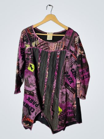 Chagall Purple and Black Graphic Shirt