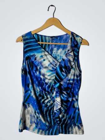 Blue Tie-Dye Sleeveless Top