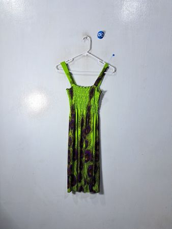 Green Peacock Print Dress