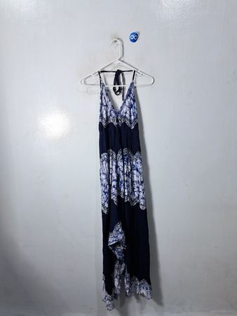SHORELINE Free Size Blue and White Floral Maxi Dress