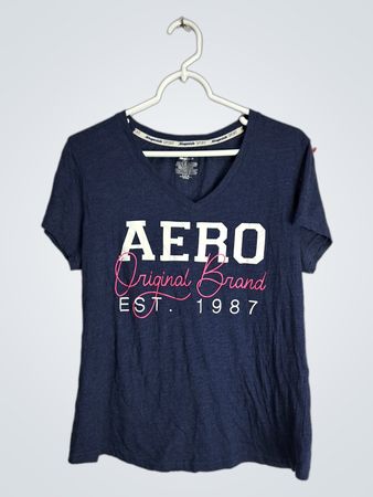 Aeropostale Original Brand V-Neck T-Shirt Navy