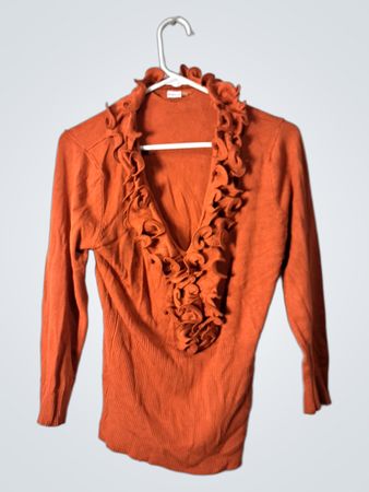 Vila Milano Orange Ruffled Top