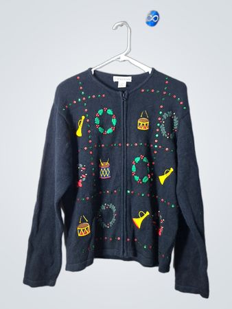Dressbarn Christmas Zip Cardigan