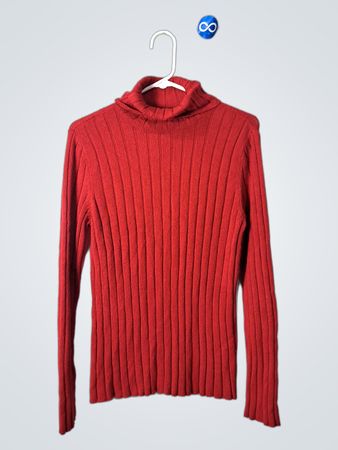Red Knit Turtleneck Sweater