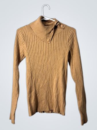 Liz Claiborne Beige Ribbed Turtleneck Sweater