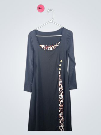 Black Dress with Leopard Accents