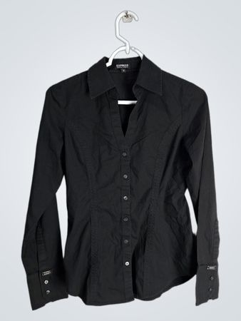 Express Black Essential Stretch Button-Up Shirt