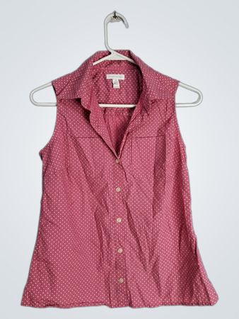 Charter Club Pink Polka Dot Sleeveless Shirt