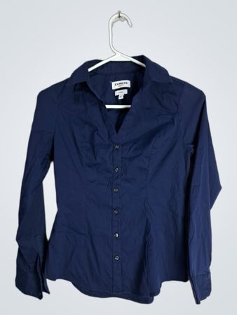 Express Navy Blue Button-Down Shirt