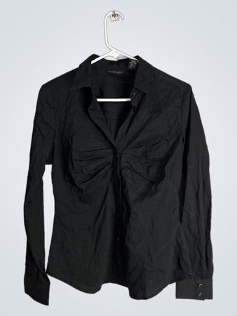 New York & Company Black Button-Up Shirt