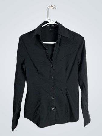 Express Black Long-Sleeve Button-Down Shirt