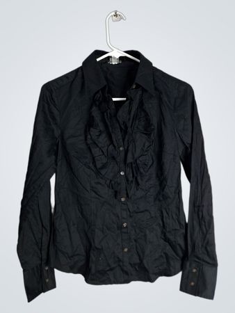 Ann Taylor Black Ruffle Blouse