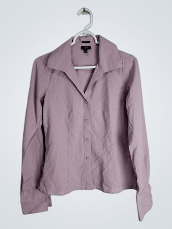 Talbots Petite Purple Long-Sleeve Button-Down Blouse