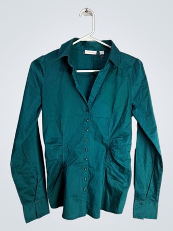 New York & Company Teal Button-Down Blouse