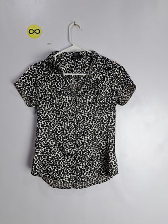BCBG Max Azria Polka Dot Short Sleeve Blouse