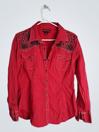 Rockroll Cowgirl Red Long-Sleeve Western Shirt