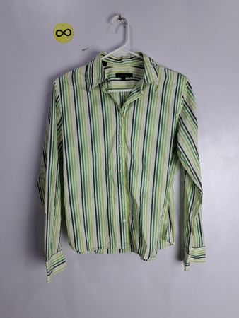 Green Striped Button-Down Shirt