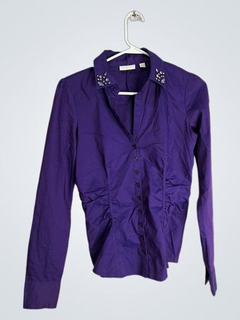 New York & Company Stretch Purple Blouse