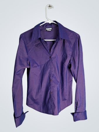 Aqua Silver Purple Long Sleeve Button Down Shirt