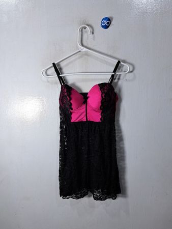 Pink and Black Lace Chemise