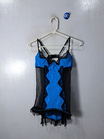 Blue and Black Lace Chemise