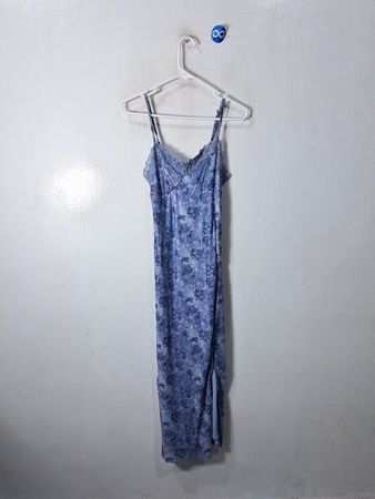 No Boundaries Blue Floral Lace Slip Dress