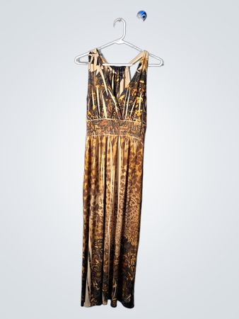 Long Dress with Brown and Tan Pattern