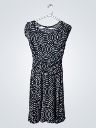 Enfocus Petite Black and White Patterned Dress