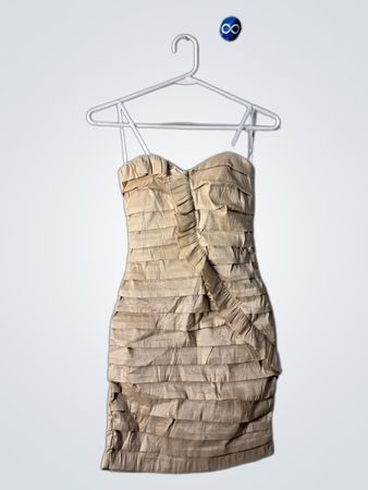 Beige Ruffled Mini Dress