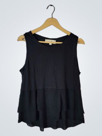 Ann Taylor Loft Black Sleeveless Tiered Top