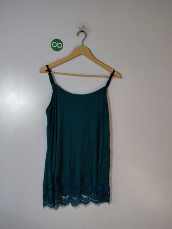 Warehouse One Teal Lace Hem Cami Top
