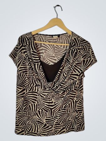 Brown and Gold Patterned Top