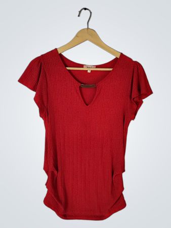 Red Ribbed Top