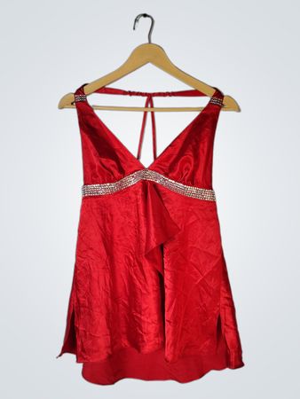 Red Dress with Rhinestone Embellishments