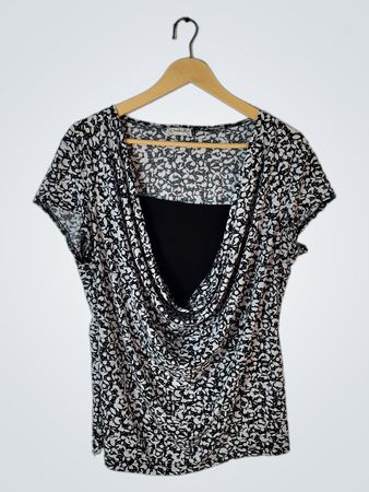 Claudia Ricci Black and White Floral Top