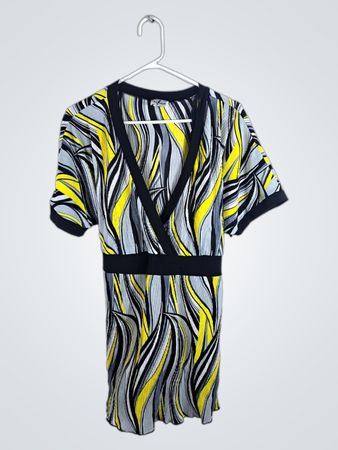 Black, Yellow, and Gray Patterned Dress