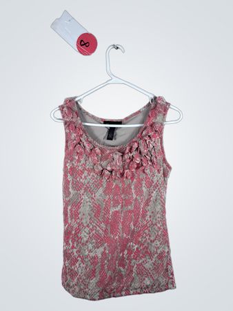 Pink and Beige Floral Sleeveless Top