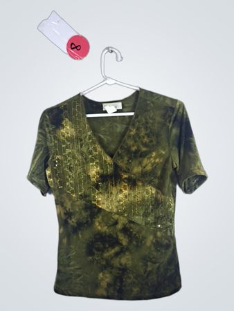 Dressbarn Green Tie-Dye Wrap Top
