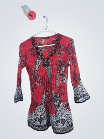 Initiatives Red Paisley Blouse
