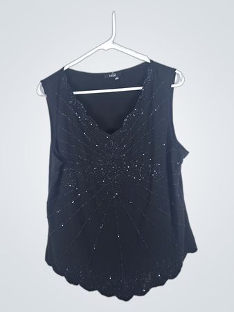 MSK Black Sequin Sleeveless Top