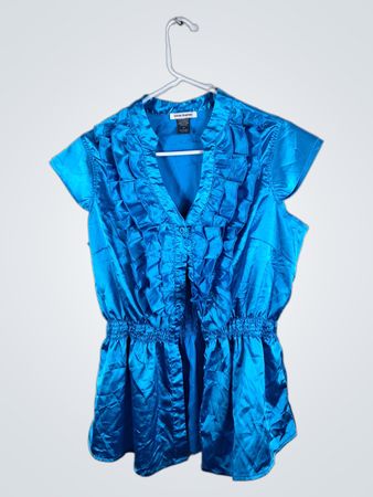 Cotton Express Ruffled Blue Top