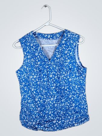 Blue Floral Sleeveless Top